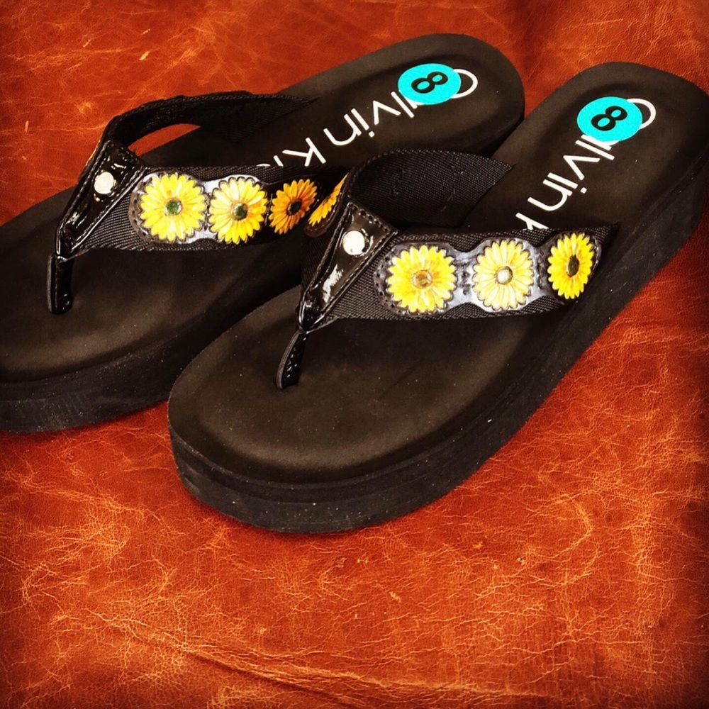 Customized Sunflower CK Flip flips w/ 1” platform